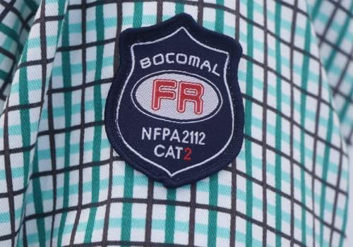 Bocomal FR кошули отпорен на пламен NFPA2112/CAT2 6.5oz Мала тежина печатена оган ретардант карирана кошула