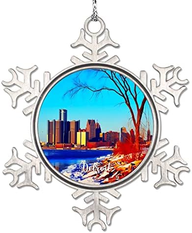 Орнаменти на снегулка Детроит во центарот на градот Божиќни украси Мичиген САД патуваат сувенир виси украс за украси за новогодишни