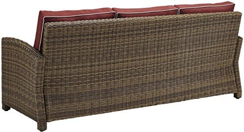 Мебел Кросли Бредденн отворен плетен внатрешен патокан софа со перничиња - Сангрија