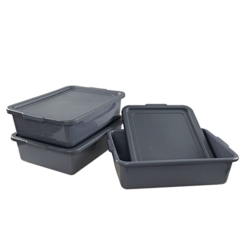 Пластична комерцијална тотална кутија со лесбин 3-пакет 13 L со капакот, автобуските кади/автобуската кутија, сива
