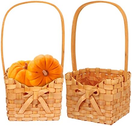 Јардве 2 парчиња ткаени корпи за складирање на куглање, мали цвеќиња корпи со рачка за декор за домашна градина
