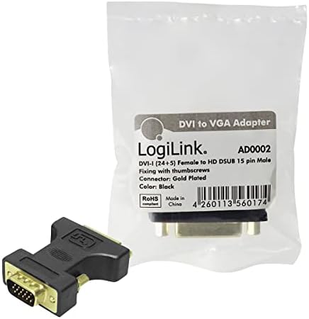 Adapter Logilink AD0002 DVI, DVI-I Femaleенски-HD D-Sub 15-пински машки