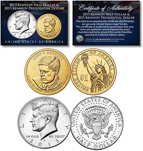 Mон Ф Кенеди со 2 -паричен сет 2015 година Претседателски претседател на FФК 1 $ 1 и 2015 година jfk половина долар - Нане во Филаделфија