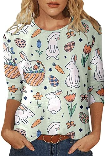Женски маици, слатки печатење на зајаци жени обични кошули плус големина секси врвни основни жени жени летни блузи