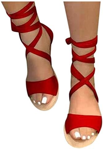 Масбирд сандали за жени, фустани рамни сандали удобни симпатични кристални сандали чипка до обични чевли од песочни песоци од сандалии