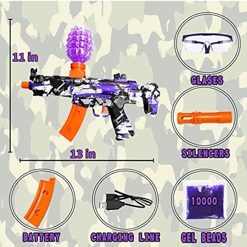 Gel MP5 Blaster Gun Full Auto Blaster Splatter и 10,000 Gelfire Rounds за активности на отворено - игра за стрелање, на возраст од 14 години и