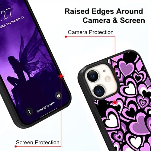 ООК Дизајни за iPhone 11 Случај Симпатична Виолетова Љубов Срце Дизајн Хард КОМПЈУТЕР+Мека Tpu Браник Анти-Лизгање Ултра Тенок Капак