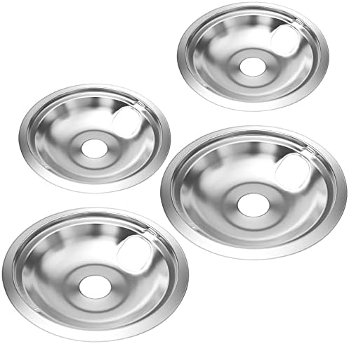 WB31T10010 WB31T10011 CHROME RANGE RAPHING PANS - Компатибилен со GE Hotpoint Ken -More Electric Range со слот за заклучување - Вклучува 2 6 -инчни