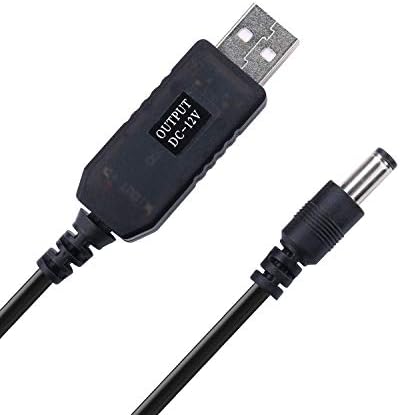 Igreely DC 5V до DC 12V USB напон на напон на конвертор за напојување УСБ -кабел USB кабел со DC Jack 5,5 x 2,5мм или 5,5 x 2,1мм, USB 5V до