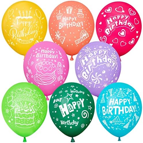 Среќен Роденден Балони Шарени Латекс Балони Со Среќен Роденден Печатени За Деца Роденден Декорација