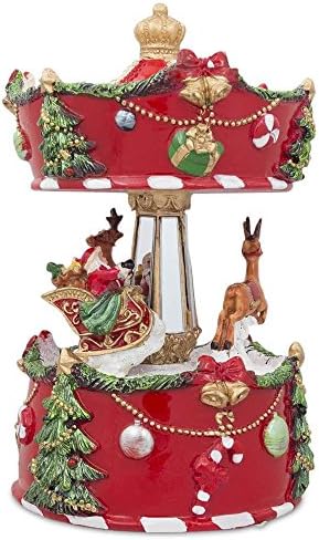 Најдобра Писанки Дедо Мраз и ирваси возејќи рингишпил кои се вртат музичка Божиќна фигура