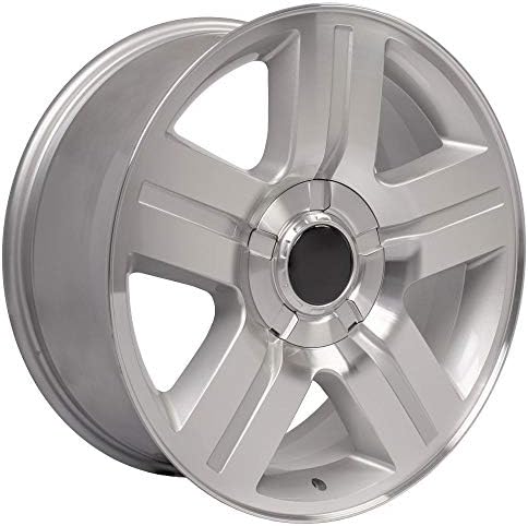 OE Wheels LLC 20 инчи бандажи се вклопува пред 2019 Silverado Sierra пред-2021 Tahoe Suburban Yukon Escalade CV84 20x8.5 Mach'd Silver