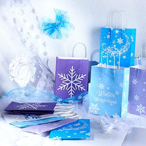 Jeyiour Снегулка забава фаворизира торби двојно печатено зимско замрзнато хартија Подарок за лекување торби Божиќ добро торбичка торба за завиткување