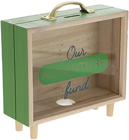 Вузареа Вудски декор Дрвена сенка кутија нашата банка за заштеда на пари за заштеда на пари со слот за прикажување на слот за патни