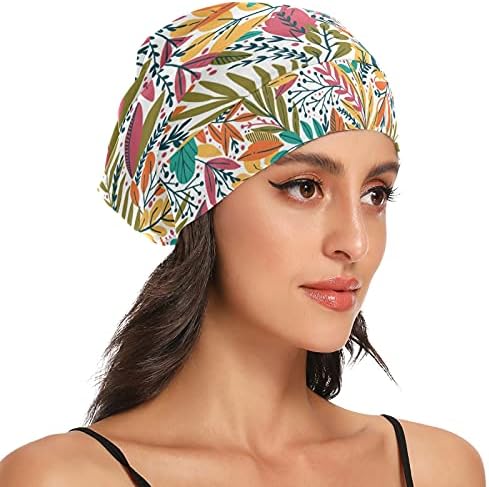 Семено работно капаче за спиење капа за капаци од цвеќиња цвеќиња цветни лисја шарени за жени коса глава за коса ноќно обвивка