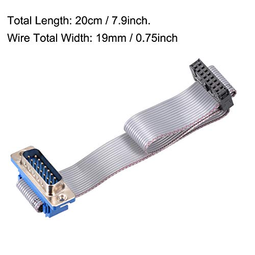 uxcell IDC жица рамен кабел за лента DB15 машки до FC-16 Femaleенски конектор 2,54мм терен 20 см должина 2 парчиња