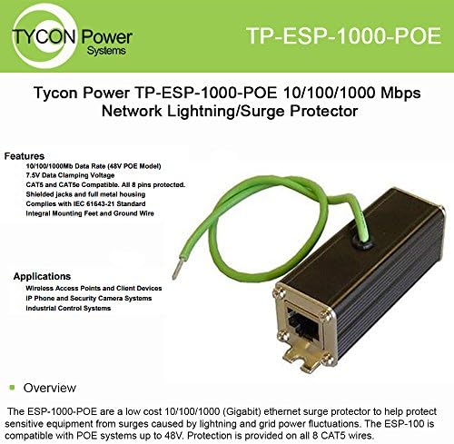 Tycon Systems, Inc Surge Protector, 5Ka Surge-TP-ESP-1000-POE