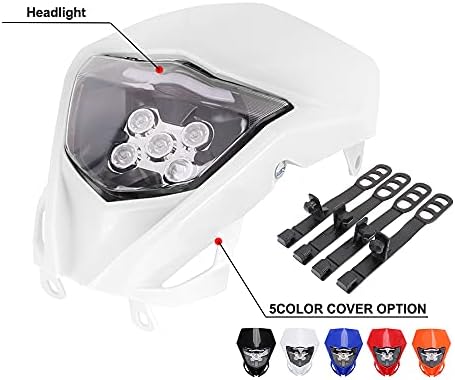 Anxin Dirt Bike LED предводени светла, комплет за нечистотии на предните светла Универзална ламба за глава за мотоцикли за CRF125 CRF150 CRF230 CRF250R CRF450R Повеќето нечистотии јами вел