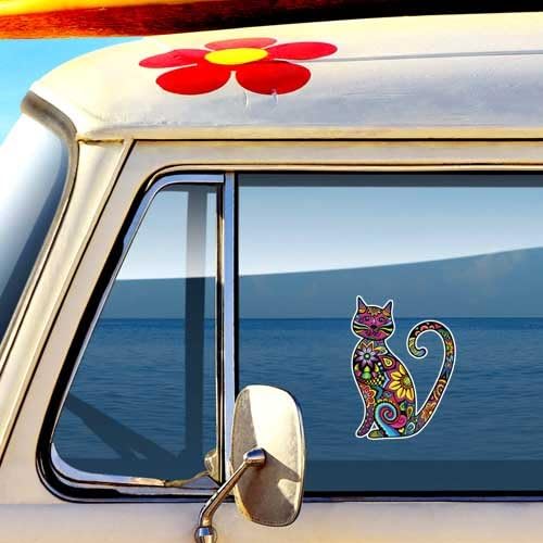 Налепница за мачки шарени писети за автомобили од Megan J Designs ™ - налепница за прозорец за налепница на лаптоп