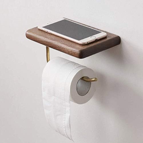 Индустриски држач за тоалетна хартија Cujux со дрвена полица метална wallид за складирање на железни цевки