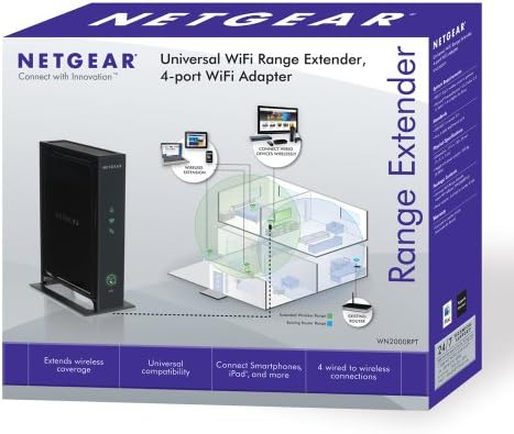 Extender Netgear N300 Wi-Fi опсег-верзија на десктоп со 4-порти