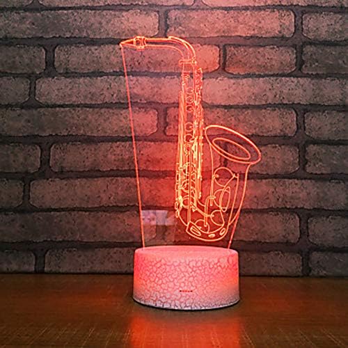 Jinnwell 3D Saxphone Night Light LAMP илузија ноќна светлина 7 бојата Промена на допир прекинувач Табела за декорација на ламби