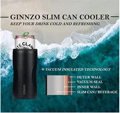 Ginnzo Тенок Може Ладилник - Двоен Ѕид Од Нерѓосувачки Челик CanKoozie | 12 Мл Изолирани Држач За Пијалоци За Високи Слаби Тврди