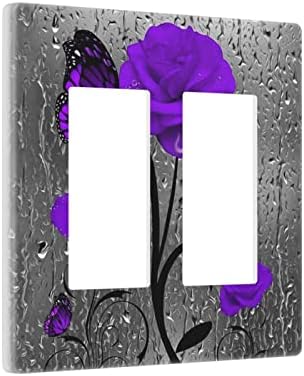 Виолетова пеперутка роза цвет 2 банда двојно рокер/декора светло прекинувач покритие декоративна излез wallидна плоча Електрична плоча