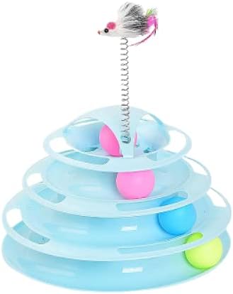 Аоофтој ролери со 4 нивоа на топка за играчки за играчки за мачки 4 во боја, интерактивна маче забавна интелигенција физичка вежба Едукативна играчка