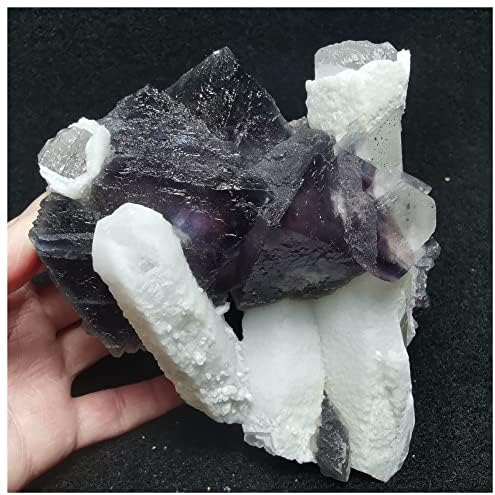 Aqclay скапоцени камења и кристали 996g Големо жито ретко октаетален сон флуорит и кристален парагенетски примерок мебел за декорација на природен