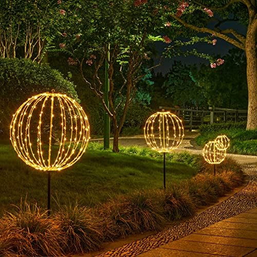 LIGHTSHARE 12in 96LED лесна топка светло градинарски двор за декорација на патеки на патека на светлина Сфера Светло со преклопена
