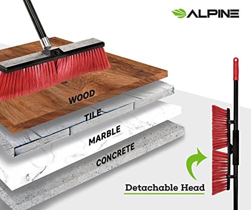 Алпска тешка метла за чистење на подови мека четка за четка за продавница, палуба, гаража, бетон за метла за внатрешна и отворена