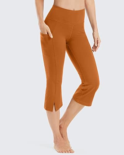Провери подигање јога панталони за жени капри со џебови со висока работа со висока половината