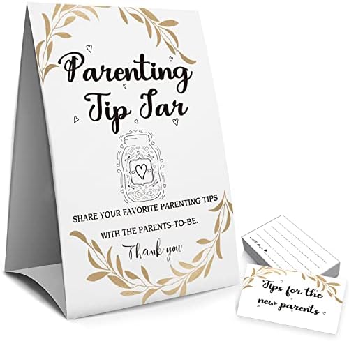 Знак на тегла за родителство на тегла - Совети за нови родители, игри за туширање за бебиња - 1 знак и 50 совети картички