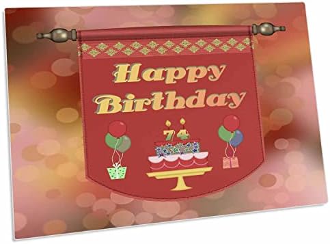 3drose Среќен 74-Ти Роденден Банер, Торта Со Подароци и Балони-Биро Рампа Место Душеци