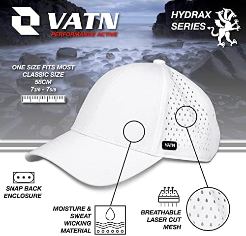 Hydrax на VATN, перформанси за кривината капа, капа, отпорна на вода, безбол капа за мажи и жени - работа, голф, салата, пешачење,