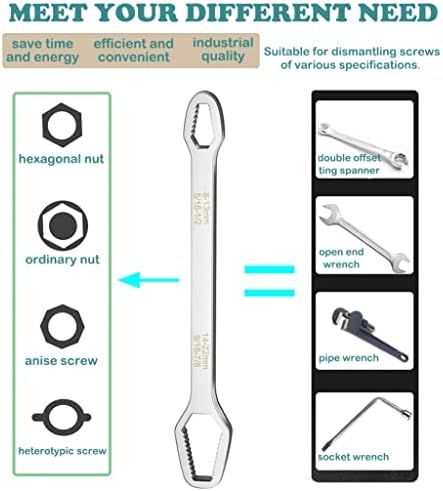 Кевајо Двоен Крај Мултифункционален Универзален Клуч, 2 Парчиња Универзални Алатки За Поправка На Универзален Клуч 8 мм-22 мм, Хром Ванадиум