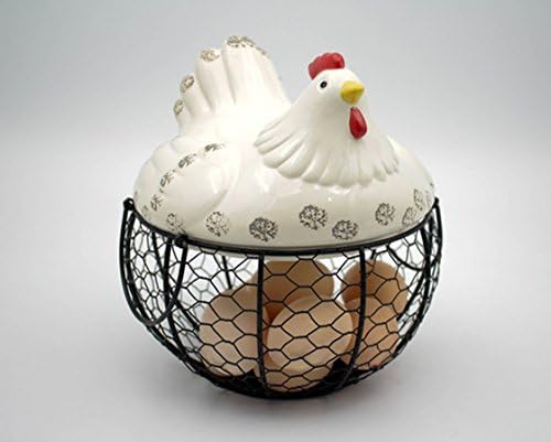 Керамички држач за јајца пилешка жица корпа за јајца корпа за овошје креативна колекција керамички ораменти за кокошки декорација