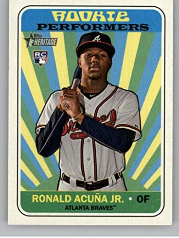 2018 Топс Херитиџ со висок број дебитанти изведувачи RP-Ra Ronald Acuna Jr. Atlanta Braves RC MLB Бејзбол картичка