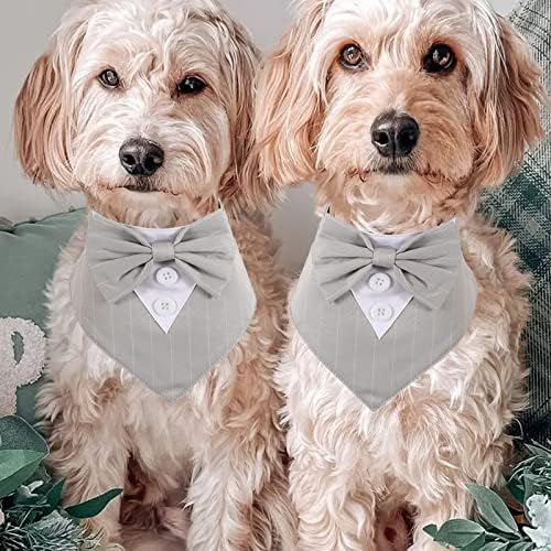 Кучиња смокинг бандана прилагодлива јака за кучиња со лак вратоврска кучиња свадбена облека кучиња формална облека за роденденска