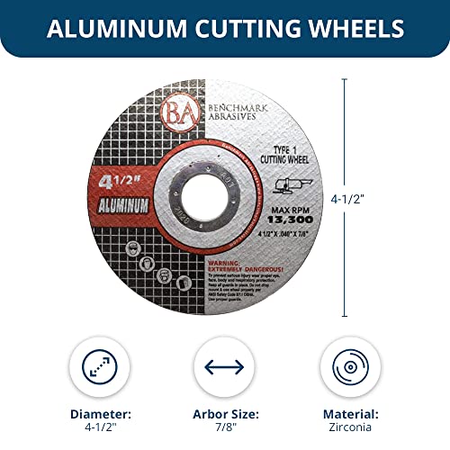 Абразиви на репер 4-1/2 ТИП 1 Алуминиумско тркало за сечење на алуминиум 0.040 дебело 7/8 арбор, метално тркало за мелење, тркало