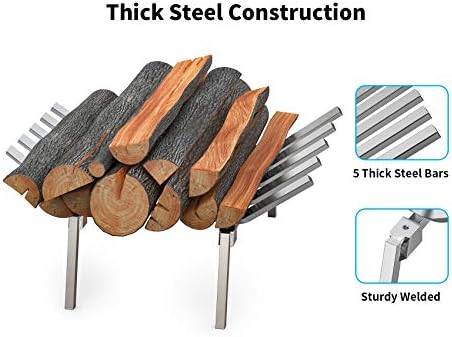 Скајфлеим 18 инчен Камин Најавите Решетки, Нерѓосувачки Челик Цврсти Тешки Шпорет На Дрва Огревно Дрво Широк Горење Држач Решетката