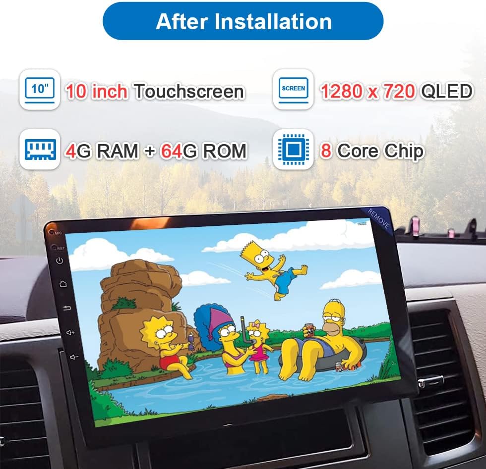 Leroaadz Еден Din Автомобил Стерео 8-Јадро 4G+64G Одвојува 10 QLED Екран На Допир Автомобил Радио Со Безжичен CarPlay Android Авто,