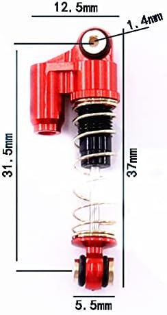 Jkahobby 1/24 Axial SCX24 Надградба на метална суспензија на суспензијата Шокови Алуминиум 37мм ПК Црвен плус еден слободен клуч