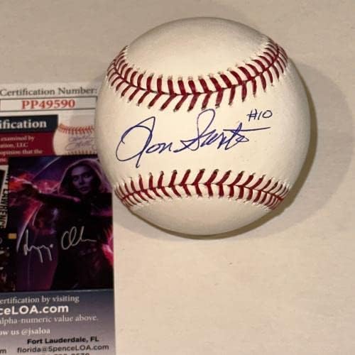 Рон Санто потпиша официјален MLB бејзбол w/JSA COA & 10 inSCRP - Автограмски бејзбол