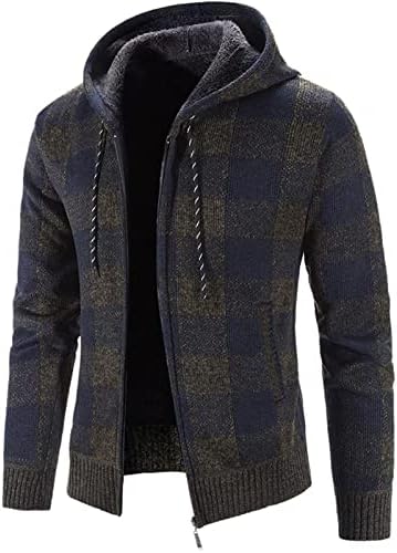 Машка топла камуфлажа печатена јакна со качулка Класичен мек плетен кардиган џемпери воен капут