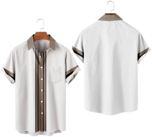 Маичка куглање кошула рокабили стил ретро куглана кошула Дише гроздобер 1950 -ти години голф кратки ракави машки хавајски кошули