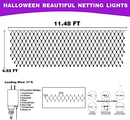 Blight Bright Halloween 100 Count Mini String Lights + Ноќта на вештерките 360 LED 12ft x 5 ft нето светла