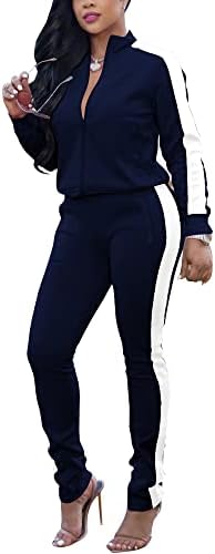 PINSV женски тренерки со две парчиња облеки со долги ракави по поштенски јакна gogger случајни сетови за појавување на потбити