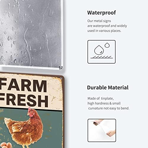 Гроздобер метални знаци пилешки кокошки знаци за декор на фармите, знаци на фарма за домашна кујна, свежо грутки за задник - 8 ×